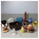 Assorted Figurines, Piggy bank, Sugar Bowl,