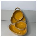 (2) Mustard Stoneware Soup & Side Bowl