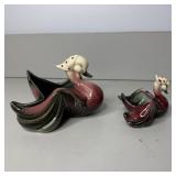(2) Vintage Hull Pottery Mother Goose Planter