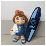 10" Vintage Ceramic Smiling Surfer Boy Figure