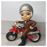 12" Vintage Ceramic Smiling Boy Riding