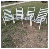 (4) Aluminum Patio Chairs with white vinyl straps