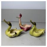 (3) Vintage MCM Hull Pottery Swan/Duck planters