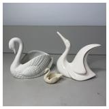 (3)-White/Ivory Swan Figurines/Planters