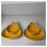 (2) Mustard Stoneware Soup & Side Bowl