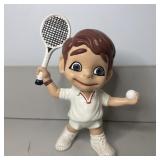 11" Vintage Ceramic Smiling Boy Tennis Payer