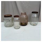 (4)- Vintage Glass Jars