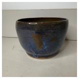5" Art Pottery Bowl with a blue and brown glaze