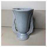 7" Vintage Niloak Pottery Victory Vase Blue Double