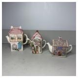 3-Ceramic House-Shaped Teapots