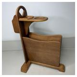 Vintage Wood Side Magazine Rack & Cup Holder