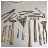 Tool Lot 4- Assorted Vintage Hammer, Pliers, &