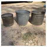(3) Galvanized Metal Buckets