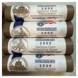 (4) 2009 P&D Lincoln Uncirculated Mint Rolls