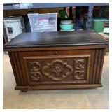 Wood Carved Blanket Rolling Chest/Trunk