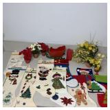 Table Lot- Christmas Decor, Christmas Stockings,