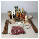 Table Lot- Wood Table Legs, Coca Cola Bottle