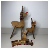 Wooden Rudolphs, Wood Deer, Wood Train