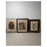 (3) Framed Egyptian Papyrus Paintings