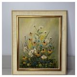 25x21 Floral Oil Painted Signed Framed Canvas