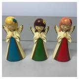 (3) 6" Vintage Homco Angels - Red, Blue, Green