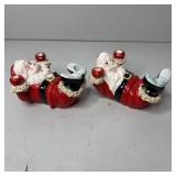 (2) Vintage Christmas Santa Candle Holder Japan