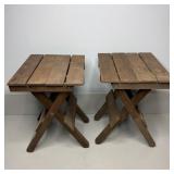 (2) Collapsible Solid Wood Stools