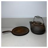 Vintage Cast Iron Tea Kettle & Vintage Mexican