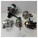 (5) fishing Reels- Quantum, Daiwa, Zebco, Langley