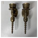 (2) 9 1/2" Vintage Solid Brass Sconce Spiral W
