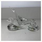 (3) Hand Sculpted Glass/Crystal Bird Figurines