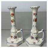 (2) 7" Vintage Slovakian Porcelain Candlestick