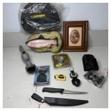 Table Lot- Framed Deer Photo, Bucket Seat, New