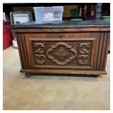 Wood Carved Blanket Rolling Chest/Trunk