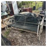 Metal/Wood Heart Scroll Patio Glider