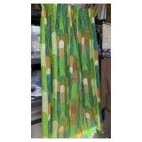 (2)  Vintage Green Patterned Curtain Panels
