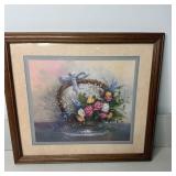 20x18 1994 Carl Valente Roses in Wicker Basket