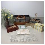 Table Lot- Canvas Tote, Basket, Photo Frames, &
