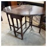 Antique Solid Wood Twist Leg Drop Leaf Table