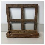 18" Rustic Weathered Window Frame with Planter