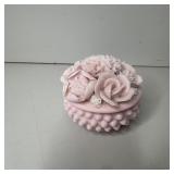 Vintage Ardalt Lenwile Pink Hobnail Powder Box