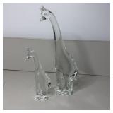 (2) Hand Sculpted Glass Giraffe
