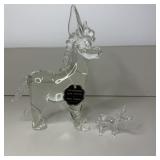 (2) Hand Sculpted Glass/Crystal Donkey Figurines