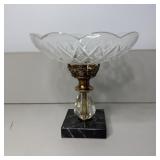 8" Cut Glass Crystal Pedestal Bowl Compote