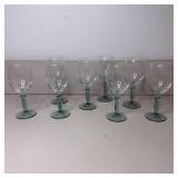 8- Green Steam Wine Glasses