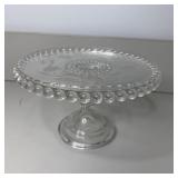 Beaded Raindrop Glass Cake Stand