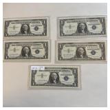 (5) 1957B United States $2 Federal Reserve Notes