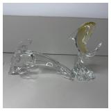 (2) Hand Sculpted Glass Dolphins
