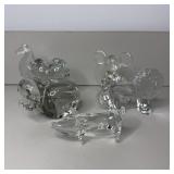 (5) Glass Animal Figurines- Pig, Hippo,