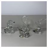(4) Hand Sculpted Glass Animals- (2) Dogs, Swan,
